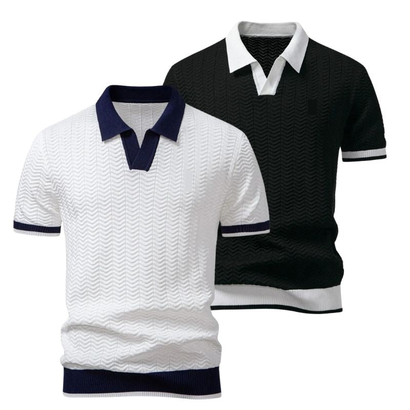 2er-Set strukturierte Poloshirts für Herren