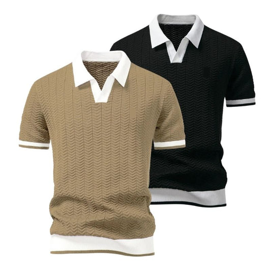 2er-Set strukturierte Poloshirts für Herren