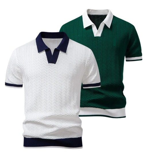 2er-Set strukturierte Poloshirts für Herren