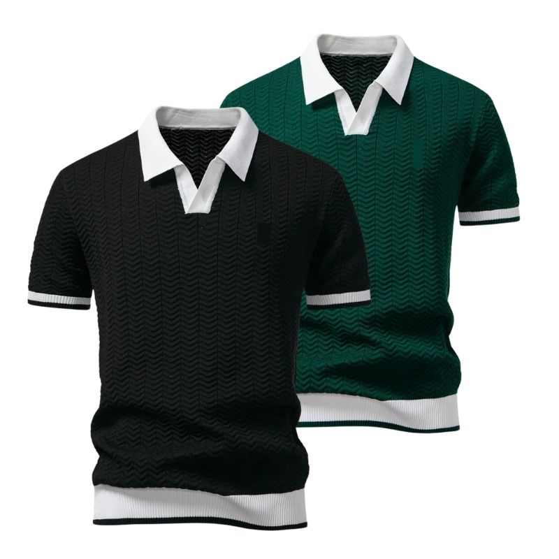 2er-Set strukturierte Poloshirts für Herren
