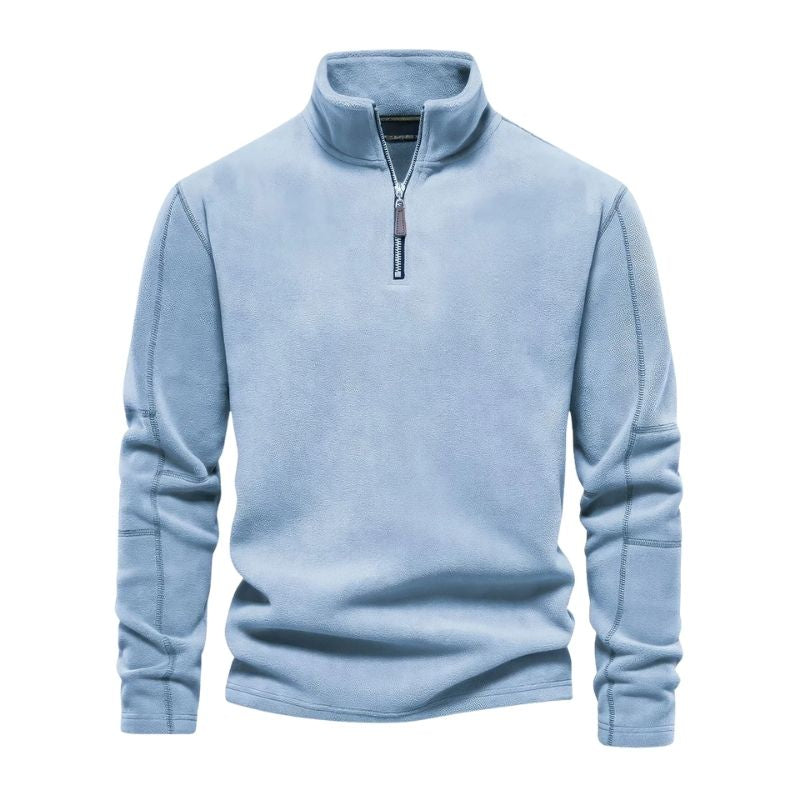 Lammwoll-Strickpullover mit Reißverschlusskragen