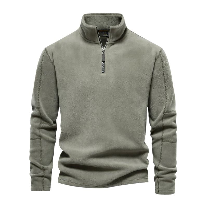 Lammwoll-Strickpullover mit Reißverschlusskragen