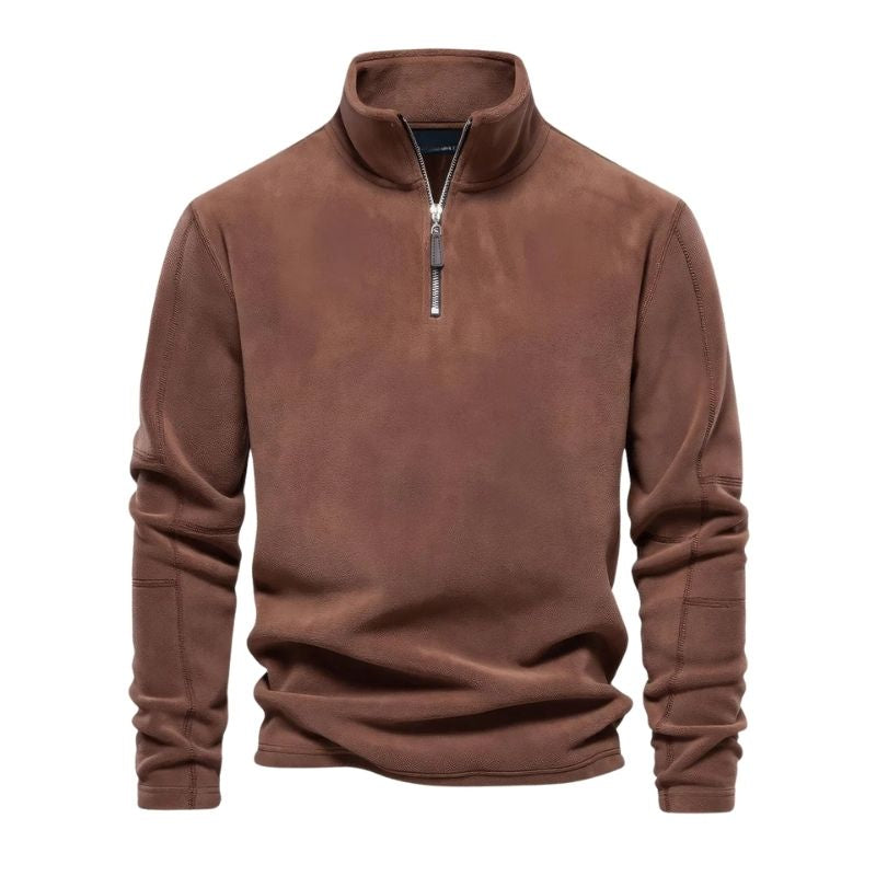 Lammwoll-Strickpullover mit Reißverschlusskragen