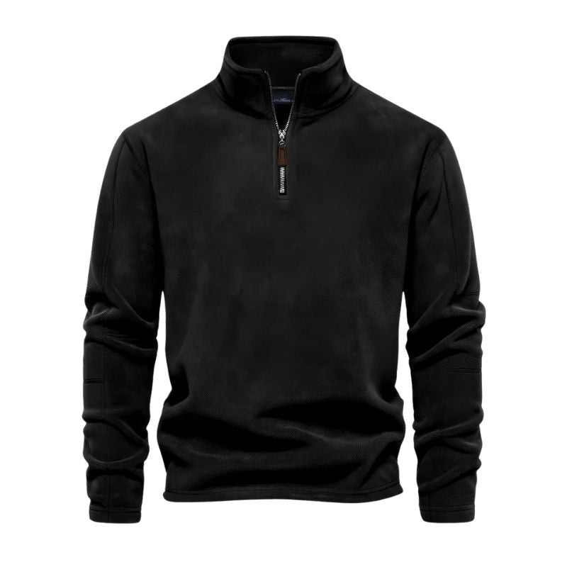 Lammwoll-Strickpullover mit Reißverschlusskragen